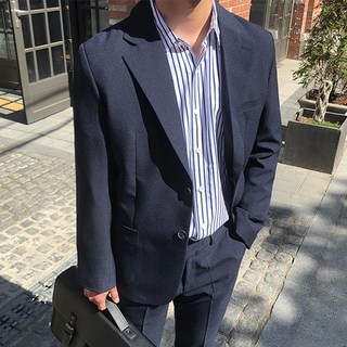 MEOSIDDA 男款素色雙扣西裝外套