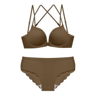 Kkonneoya無鋼圈開關式肩帶前扣豐胸內衣套裝