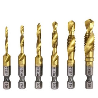 StanMan 六角柄鈦塗層 HSS 攻牙鑽頭 6件組, 1組