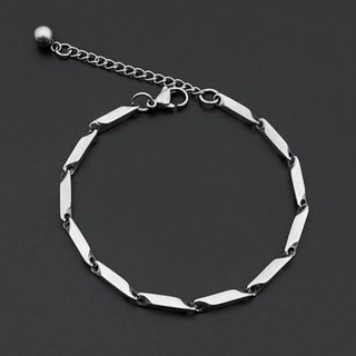 BEOURGUEST 男士鋼製銀色鍊條簡約手鍊
