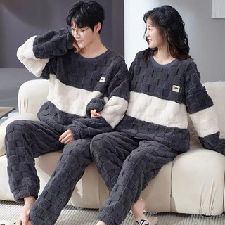 PEONIST 情侶家居服加厚套頭睡衣上下套裝