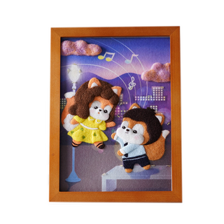 藝術世界 羊毛氈名畫惡搞畫框製作DIY套組, 1套, 樂來越愛你