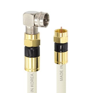 Soltop 韓國製 Gold 高級型 RF 天線 白色 彎折 TV 同軸 手工製作 線材 2M, SOLTOP-1222