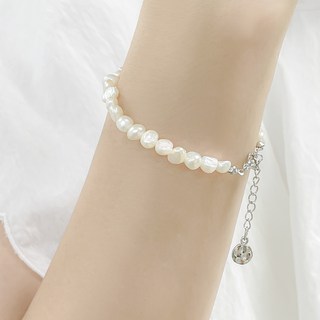 ellajour 女款巴洛克淡水珍珠手鍊 日常珍珠手鍊 4mm