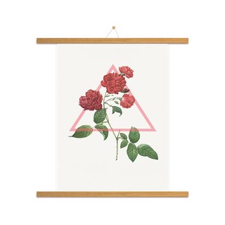 室內裝飾 玫瑰 B 海報 + 木質掛軸組, 摩卡色