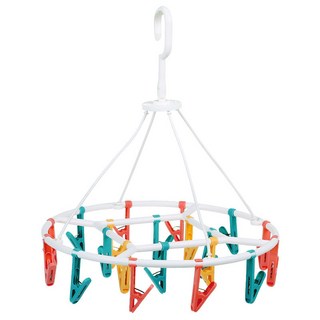 匠心工房 五彩繽紛圓形夾子曬衣架, 1個