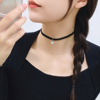 젤루나 여성용 가죽 진주 초커 목걸이 M-211