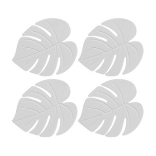 SilliSilli 矽膠龜背芋杯墊 4入, 白色