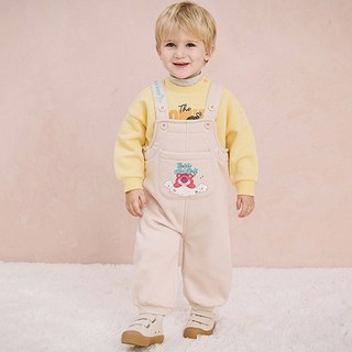 milkmile 迪士尼兒童熊抱哥閃亮貂毛感刷毛吊帶褲