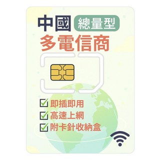 中國多電信 海外旅遊用SIM卡, 1個, 30天, 總量20GB