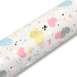 Good given 文字愛心金屬捲筒包裝紙, 1個, 白色