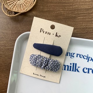 리빙플로우 데일리 코튼 디자인 헤어 머리핀 2종 세트 A-2