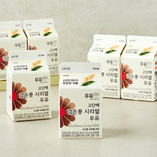 비락 우유2U 고단백 검은콩 시리얼 우유, 6개, 180ml
