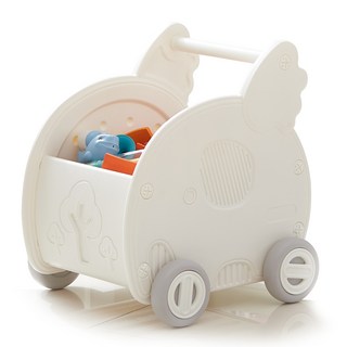 Fun n Baby 3合1學步輔助車 購物車 收納箱, 白色 + 灰色