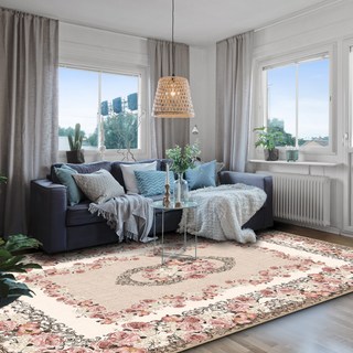 LEEJUNG 法式玫瑰波斯四季可水洗客廳地毯