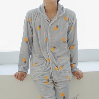 GLAM GONGGAM 情侶款 Love Pine 人造貂絨睡眠睡衣上下套裝