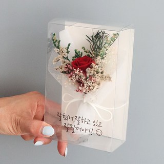 MORIANN 閃亮刻字 鮮花 永生花 納骨塔兩用 迷你花束盒 + 刻字貼紙8件組, 紅色