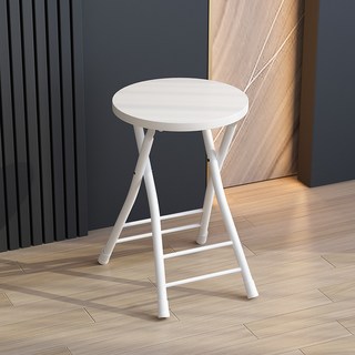 Ttabongoppa 木製圓形摺疊多用途簡易椅 JNHA1891, 1個, 全白色