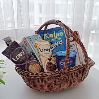 MAISONINDAHRATTANSHOP 野餐藤編籃 大 J071HL, 棕色, 1個