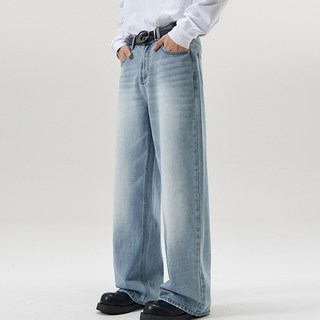 제이티엘 남성용 와이드 스트레이트 일자핏 데님 팬츠