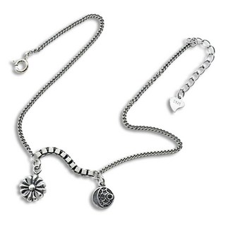 赫莫薩 銀925 日常燻黑疊戴復古鍊銀腳鍊 A011