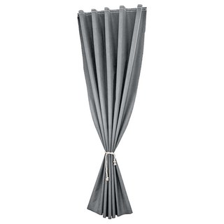 全遮光素面簡約魔鬼氈窗簾 附綁帶 + 魔鬼氈 款式隨機, 灰色