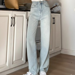 Paradiso 女款日常柔軟水洗高腰直筒牛仔褲