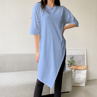 Lalaon 斜線開衩長版短袖瑜珈T恤 TSP2658