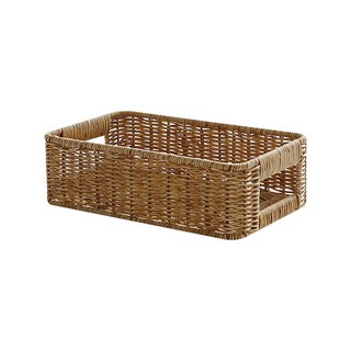NATURE LIVING 藤編收納籃 手工編織 堅固鋼架, 26 x 17 x 8cm, 1個, 藤色