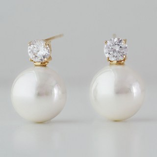 Monoliz 女款 14K 單點仿珍珠耳環