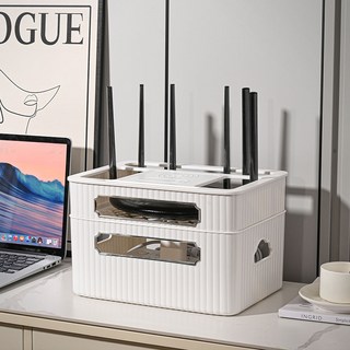 소하임 공유기 셋톱박스 정리함 2단, 화이트, 1개