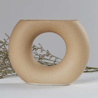 TCR 陶瓷半月花瓶, 米色