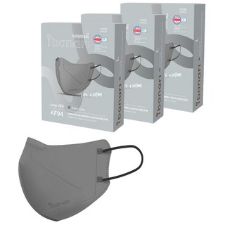 ibanari 成人防霾立體口罩 L KF94, 深灰色, 3盒, 10片