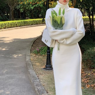 Awesomeful Guil Polo領針織連身裙, 白色