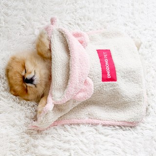 딩동펫 강아지 곰돌이 망토 담요, 라이트핑크, 1개