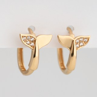 Monoliz 14K 貝倫 鯨魚尾 幸運 扣環式耳環