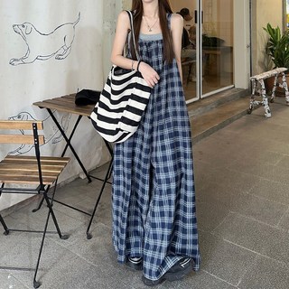 MEICHEL 女款 Vintale 格紋寬版馬甲連身褲 10398