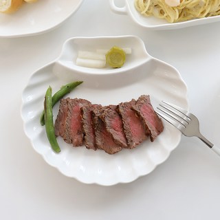 Bloom at home 純淨扇貝造型分隔盤 大, 白色, 1個