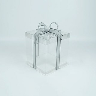 천운패키지 케이크 상자 2단 미니 + 리본 세트, 투명, 1세트