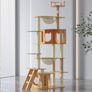 초대형 캣타워 HZM01, 화이트 + 베이지, 1개