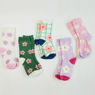 Dear Socks 兒童花朵防滑襪5件組