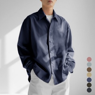 韓國 UMM 男款棉質水洗素色寬鬆版襯衫