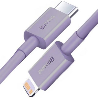 Baseus 倍思 優勝系列 Type-C-Type-C-Lightning PD 20W快充傳輸線, 1m, 凝夜紫, 1條