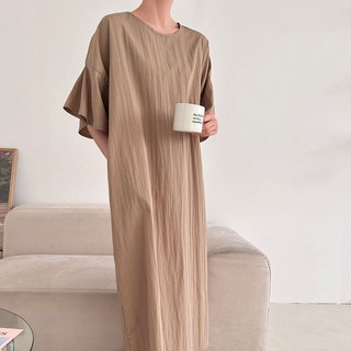 寶利媽媽 Melo 天使袖大尺碼長版連身裙 夏季孕婦裝 R869