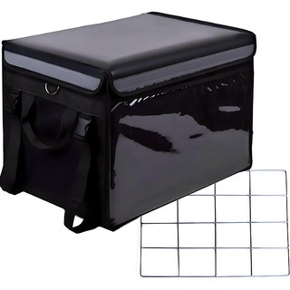 Egowell 保溫保冷外送包 + 機車安裝用鐵網套組, 黑色