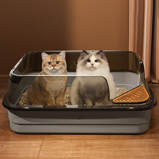 DING DONG PET 貓咪 Sand Flower 大容量貓砂盆, 1個, 灰色