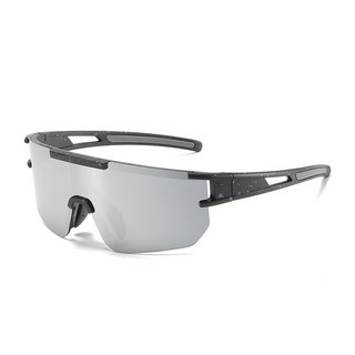 NAYASTYLE 防風運動自行車護目鏡 1177-66-8, 黑色(鏡框), 銀色(鏡片), 1個