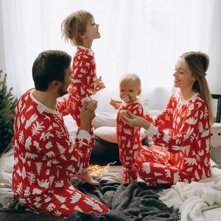 VAENAIT BABY 女款北極熊聖誕家庭長袖上下套裝