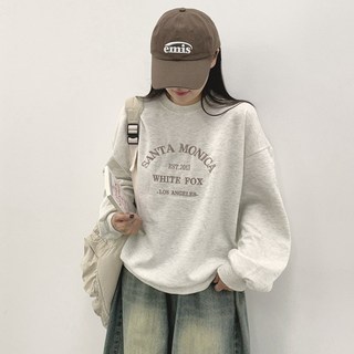 With Huilin Moni 刺繡字母寬鬆大學T