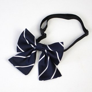 兒童條紋海軍藍蝴蝶結領結